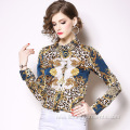 Women Office Loose Flower Print Blouses/Top